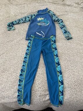 Blue Shark Rash Guard Set - Boys Swim Top & Pants